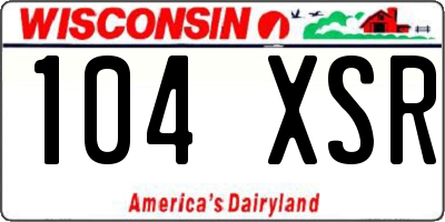 WI license plate 104XSR
