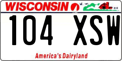 WI license plate 104XSW