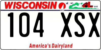 WI license plate 104XSX