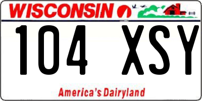 WI license plate 104XSY