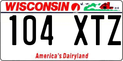WI license plate 104XTZ