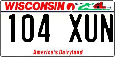 WI license plate 104XUN