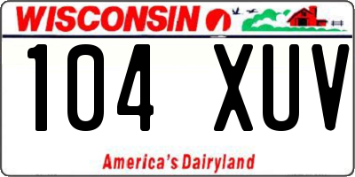 WI license plate 104XUV