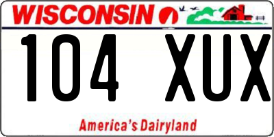 WI license plate 104XUX