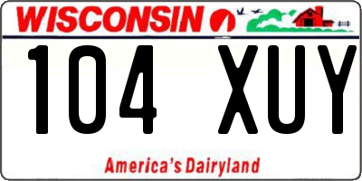 WI license plate 104XUY