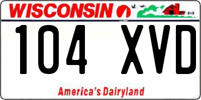 WI license plate 104XVD