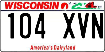 WI license plate 104XVN
