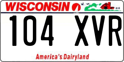 WI license plate 104XVR