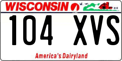 WI license plate 104XVS