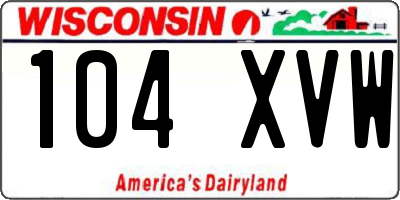 WI license plate 104XVW