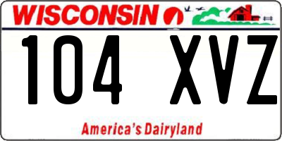 WI license plate 104XVZ