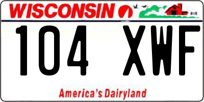 WI license plate 104XWF