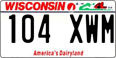 WI license plate 104XWM