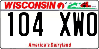 WI license plate 104XWO