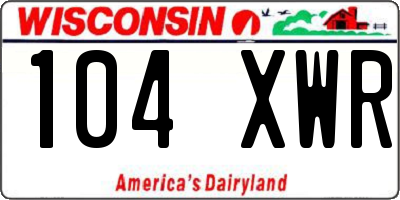 WI license plate 104XWR