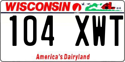 WI license plate 104XWT