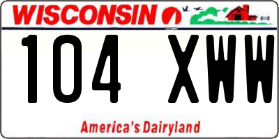 WI license plate 104XWW