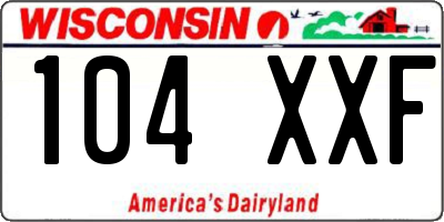 WI license plate 104XXF