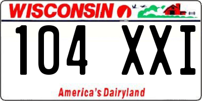 WI license plate 104XXI
