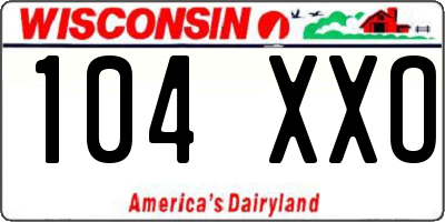 WI license plate 104XXO