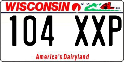 WI license plate 104XXP