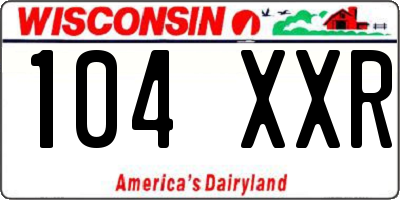 WI license plate 104XXR