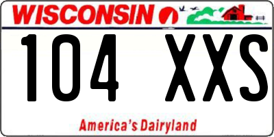 WI license plate 104XXS