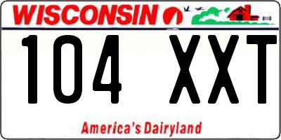 WI license plate 104XXT