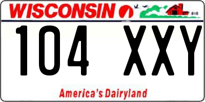 WI license plate 104XXY