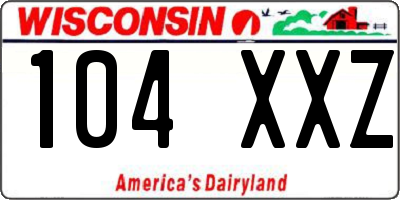 WI license plate 104XXZ