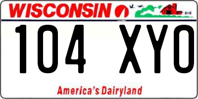 WI license plate 104XYO