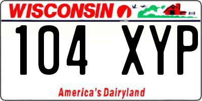 WI license plate 104XYP