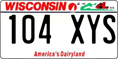 WI license plate 104XYS