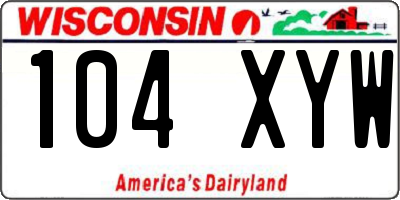 WI license plate 104XYW
