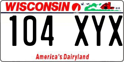 WI license plate 104XYX