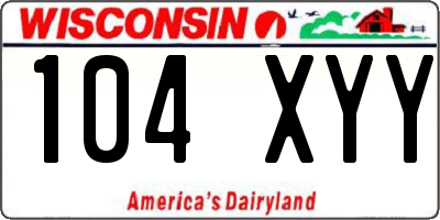 WI license plate 104XYY