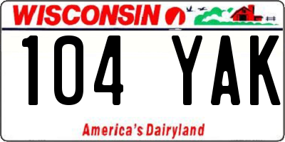 WI license plate 104YAK
