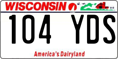WI license plate 104YDS