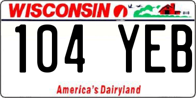 WI license plate 104YEB