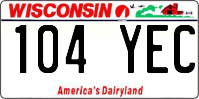WI license plate 104YEC