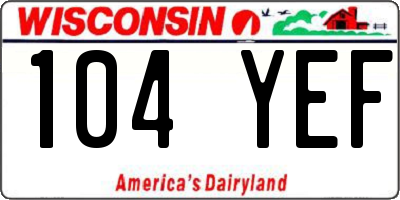 WI license plate 104YEF