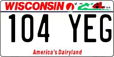 WI license plate 104YEG