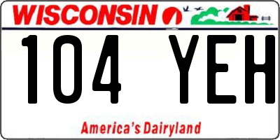 WI license plate 104YEH