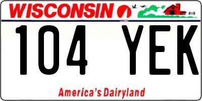 WI license plate 104YEK
