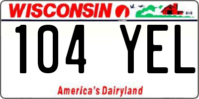 WI license plate 104YEL