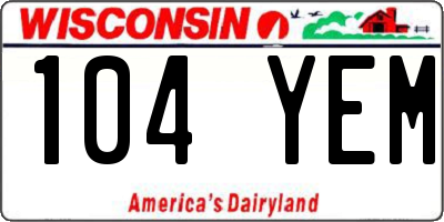 WI license plate 104YEM