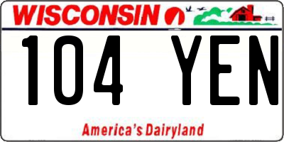WI license plate 104YEN
