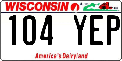 WI license plate 104YEP