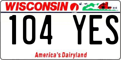 WI license plate 104YES