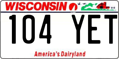 WI license plate 104YET